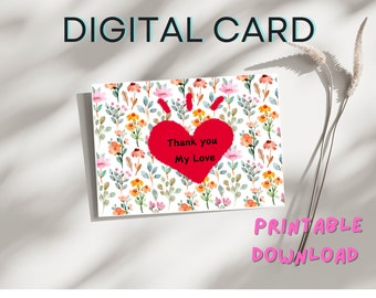 Digital Thank You Card, Printable Download PDF File High Quality.