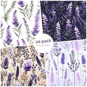 10 Lavender Floral Pattern Seamless Prints