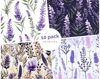 10 Lavender Floral Pattern Seamless Prints