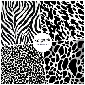 10 Black &amp; White Animal Print Seamless