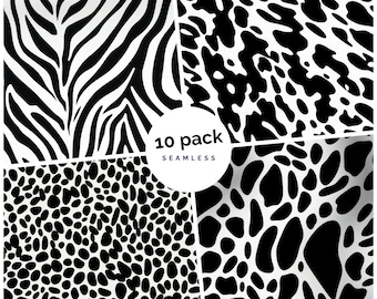 10 Black & White Animal Print Seamless