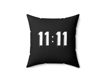 Almohada cuadrada con números de ángel 11:11, cojín de poliéster negro para decoración del hogar, meditación, regalo espiritual, almohada cuadrada, decoración angelical