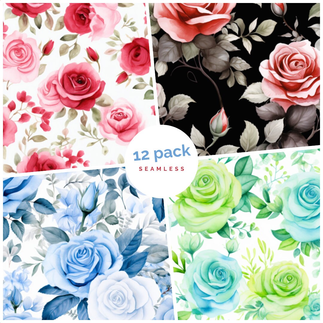 12 Water Color Rose Pattern Seamless - Etsy