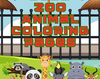 Cute Zoo Animals - Coloring Book for Kids - Etsy