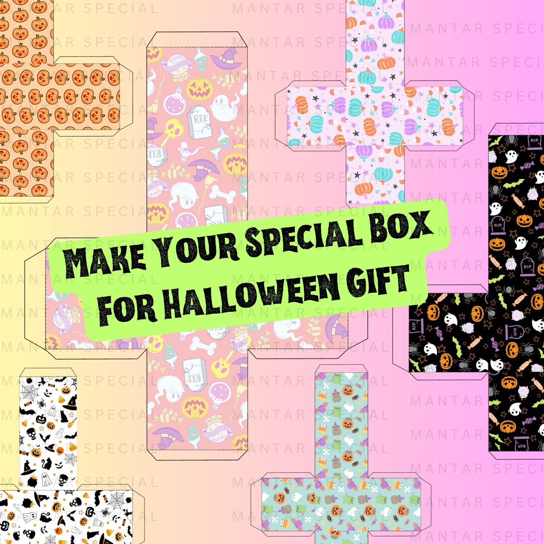 Gift Box Template Halloween Gift Handmade Gift Halloween Etsy