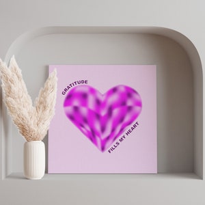 la gratitud llena mi corazón / Cartel de afirmaciones motivacionales / Arte abstracto moderno / Degradado / Hogar contemporáneo / Impresión minimalista de aura