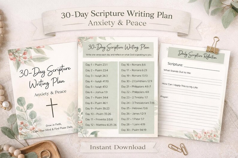 30-day Scripture Writing Plan for Anxiety & Peace (digital Download) - Etsy
