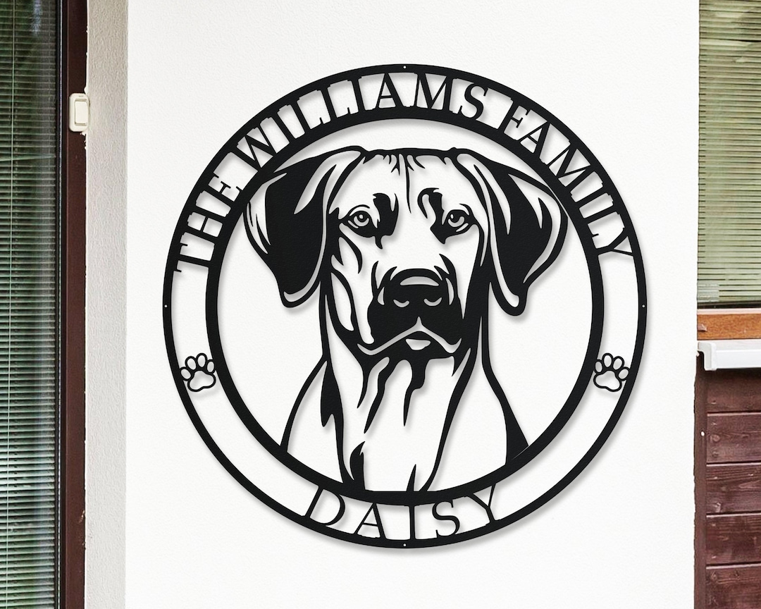 Rhodesian Ridgeback Metal Name Sign Custom Dog House Decor Family ...