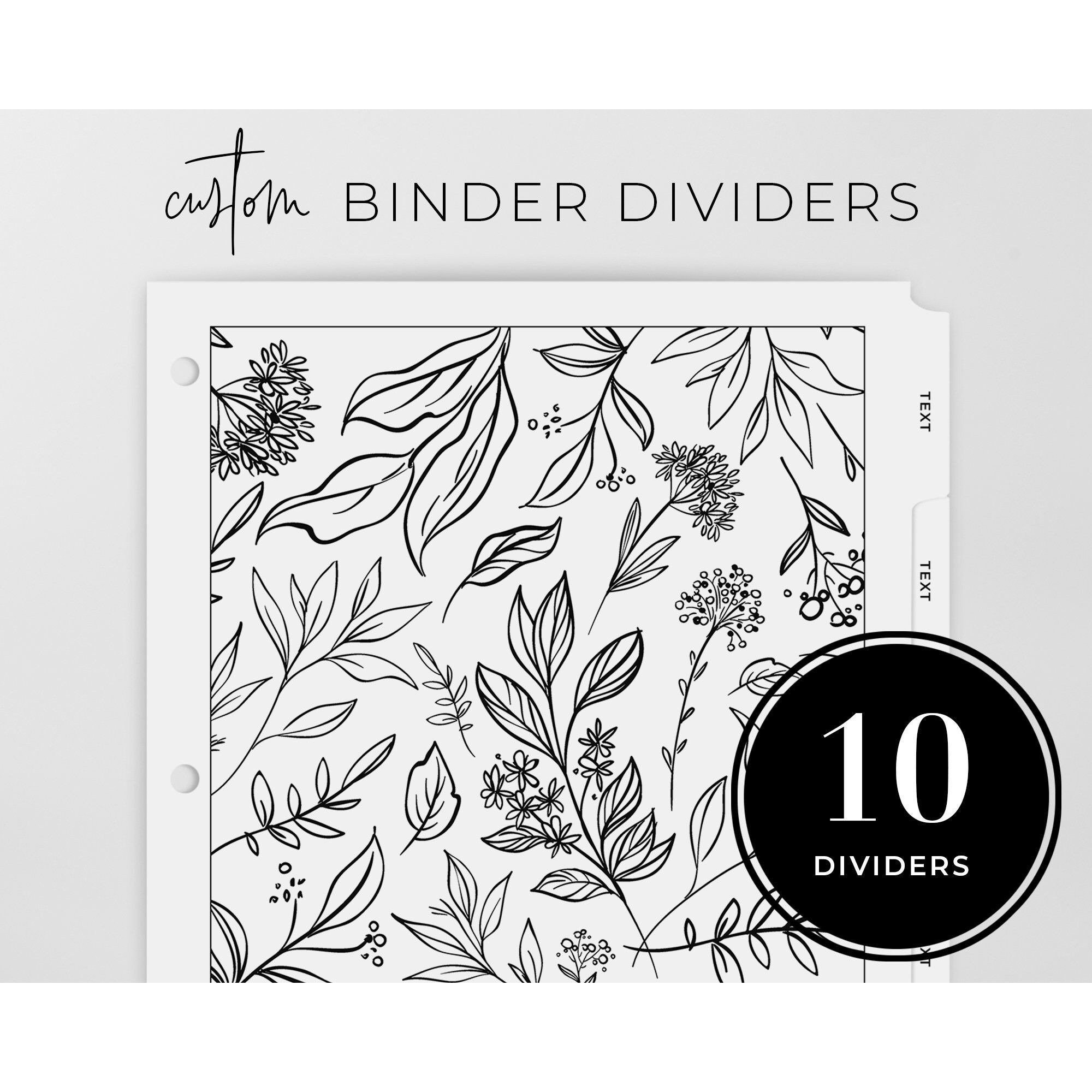 Custom Binder Divider Tabs, Custom Tabs, Recipe Binder Tabs, 10 Index