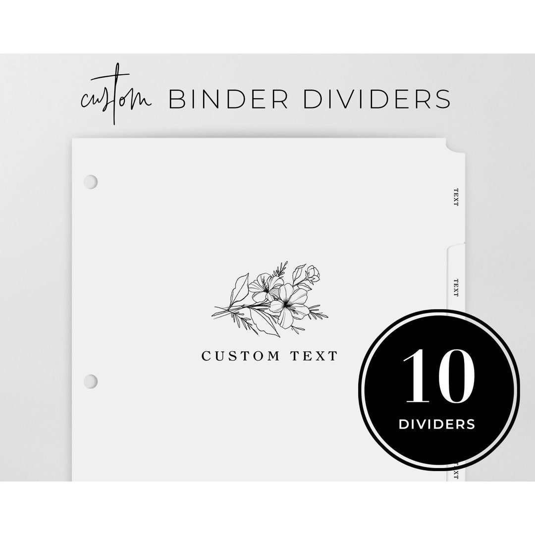 Custom Binder Divider Tabs, Custom Tabs, Recipe Binder Tabs, 10 Index