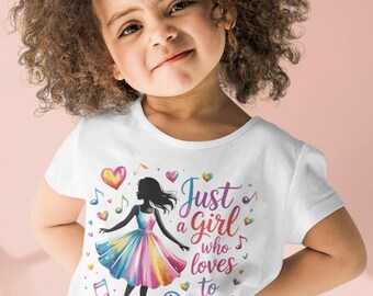 Just A Girl Who Loves To Dance Kids T-shirt, Children's Ballet & Dance Lover Tee, Girls Dance Studio Top, Cute Ballerina T-shirt for Girls