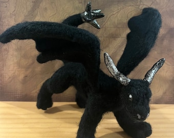 Tairn the Black Dragon Fourth Wing Posable Needle Felted Figure