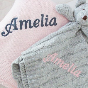 Personalized Baby Lovey Blanket, Custom Animal Lovey, Baby Blanket with name, Embroidered Name Blanket, Elephant Blanket, Newborn Blanket