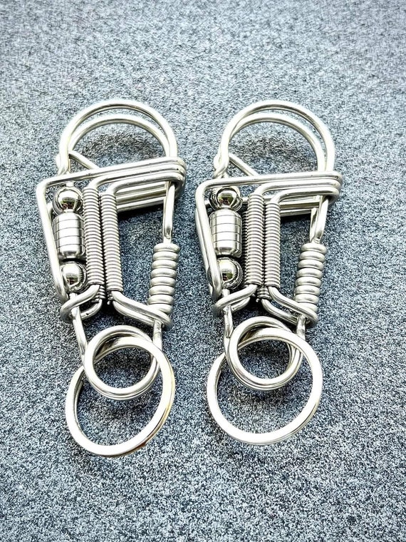 Mousqueton Métallique Caianwin - Lot De 4 Avec 4 Porte-clés, Alliage Zinc, Pour Clés, Sacs, Bricolage - 9