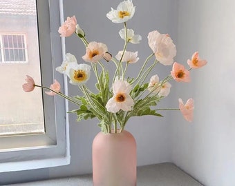 Artificial Poppy Flowers 56 cm Fake Silk Flowers Long Stem Housewarming Garden Table Wedding DIY Party Wedding Bridal Bouquet Decor