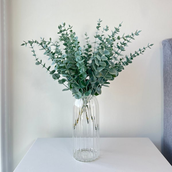 Eucalyptus Branches Stems Artificial Plants 15" 10 PCs Faux Greenery Fake Plants Floral Arrangement Vase Bouquet Wedding Greenery Decor