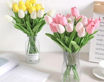 10 Artificial Tulip Flowers Bouquet Fake Flower Wedding Ceremony Decor Home Garden Decoration