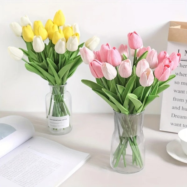 10 bouquets de fleurs de tulipes artificielles, fausses fleurs, décoration de cérémonie de mariage, décoration de jardin, décoration de jardin