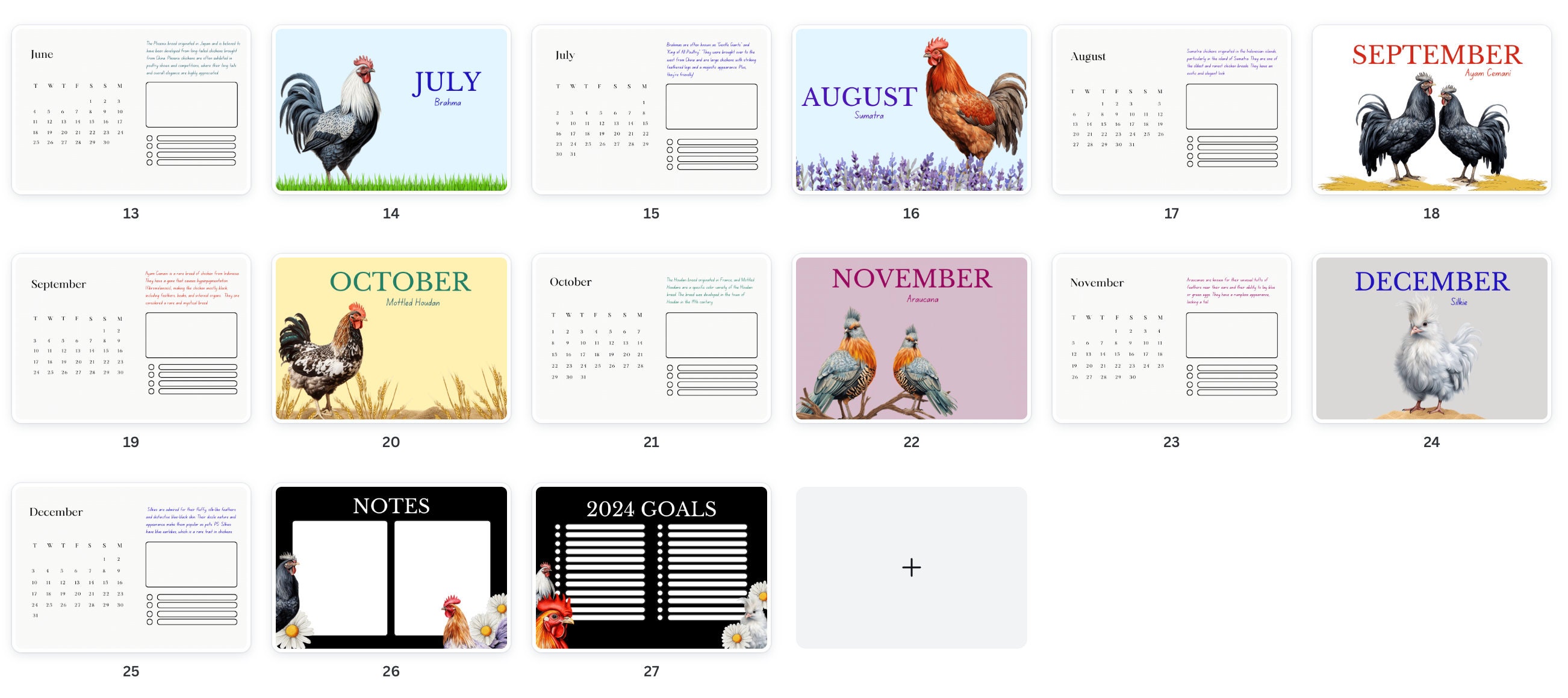 2024 Printable Chicken Calendar 2024 Monthly Wall Calendar A4 Size Hanging Calendar Perfect Gift