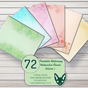 Materiały piśmiennicze do druku - Kwiaty akwarelowe - Tom 1 | 72 JPG | 4 PDF-y | US Letter | Połowa US Letter | A4 | A5 | Gładkie i liniowane | 300 DPI