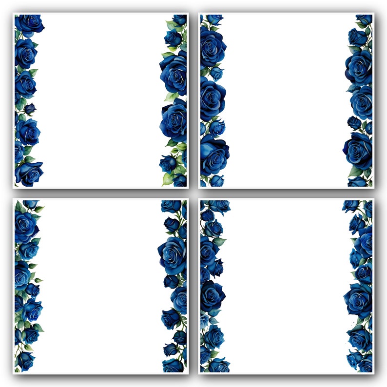 Royal Blue Rose Watercolor Corner Border Clipart (digital Download) - Etsy