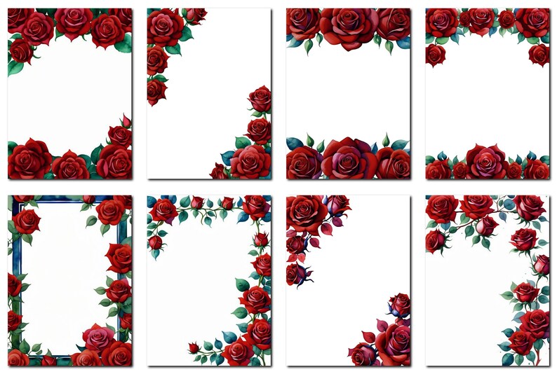 Red Roses Border For Program Red Rose 5x7