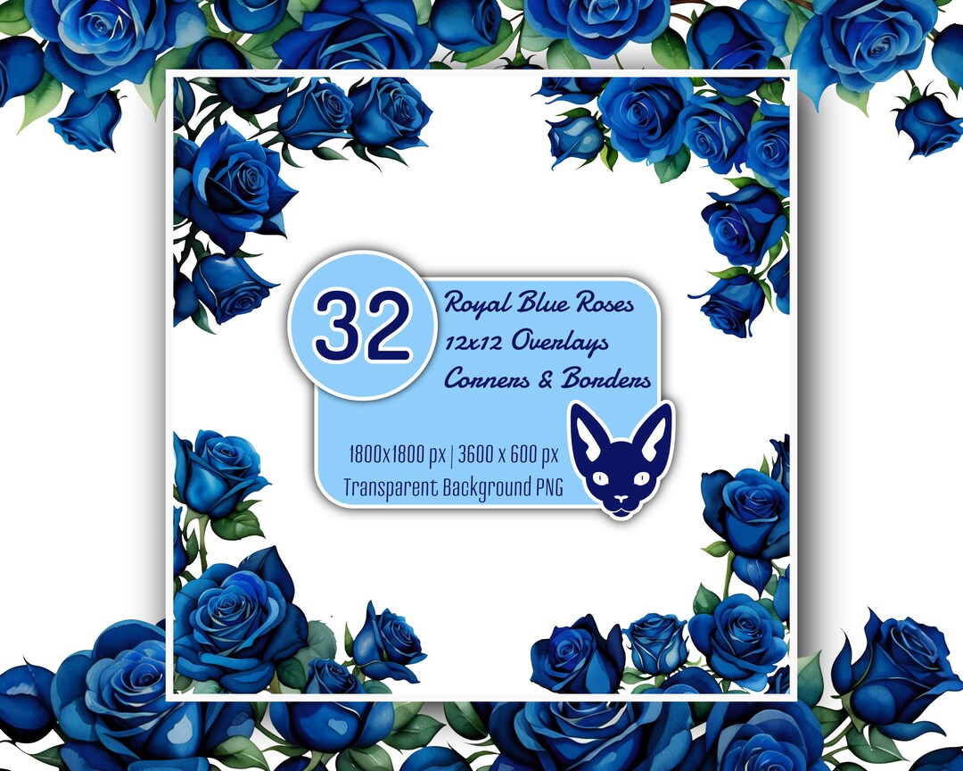 Royal Blue Rose Watercolor Corner Border Clipart (digital Download) - Etsy