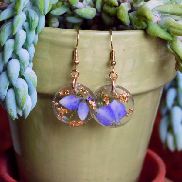 Purple Floral Resin Earrings