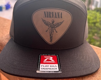 Nirvana Inspired Leather Patch Trucker Hat | Richardson 112 Snapback