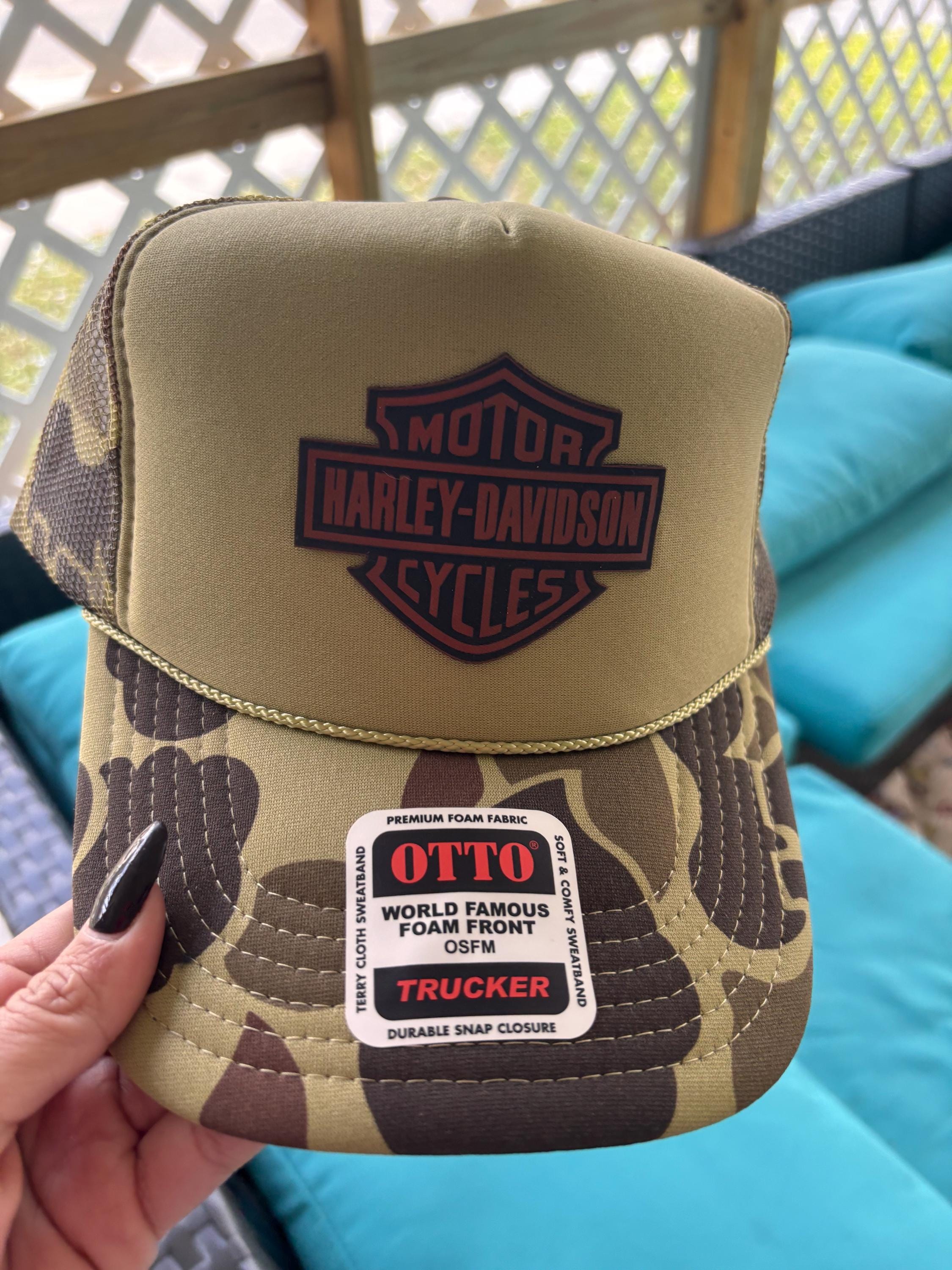 Harley-davidson Camo Trucker Hat, Snapback Cap - Etsy