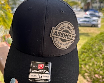 Leather Patch Trucker Hat: Custom Laser Engraved Richardson 112 Snapback