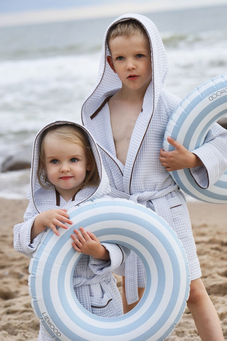 Baby blue waffle bathrobe for kids