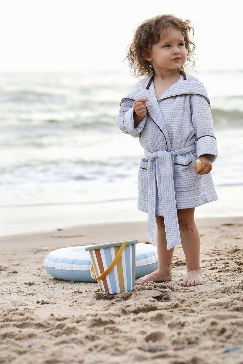 Baby blue waffle bathrobe for kids