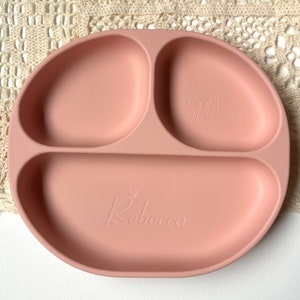 Set per lo svezzamento del bambino personalizzato,Regalo per bambino personalizzato,Regalo per bambino,Bavaglino in silicone,Regalo per bambino personalizzato,Set per l'alimentazione del bambino,Piatto per bambino personalizzato immagine 4