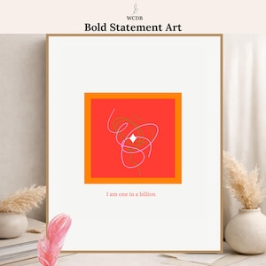 Bold Minimalist Printable Wall Art | Red Orange Abstract Poster | Modern Aesthetic Quote Print | Self Love Affirmation |Statement Wall Decor