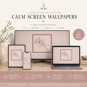 Calm Aesthetic iPhone Wallpaper, Peaceful Minimalist Screen Background, Soft Neutral Wallpaper Pack for Laptop iPad TV, Dig Wallpaper Bundle