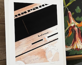 Marantz Vintage Receiver Signed Fine Art Print from Original, Unique Audiophile Art, Gift for Audio Enthusiast