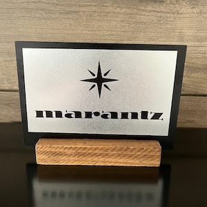 Placa con el logotipo de Marantz, Arte retro para estanterías, Arte para salas de música, Regalo para audiófilos, Emblema vintage de Marantz, Marantz vintage, Regalo para él, Día del Padre imagen 3