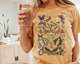Vintage Butterfly Shirt, Moth Aesthetic T Shirt, Nature Lover T-Shirt, Soft Comfort Colors Tee, Gift For Her, Plus Size TShirts, Boho TShirt