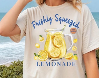 Camiseta de verano para mujer, camiseta de limonada, camiseta de limón, camiseta de vacaciones, camiseta de limoncello, verano italiano, camiseta estética, camiseta extragrande, comida