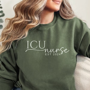 ICU Nurse Sweatshirt, Gifts for Intensive Care Unit Nurse, Unisex Crewneck Trendy ICU Sweater, Nursing School Gift, For Work ICU Nurse Shirt
