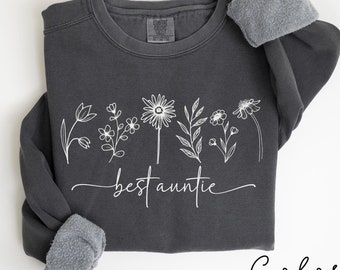 Best Auntie Sweatshirt, New Aunt Gift, Floral Aunt Sweatshirt,  Pregnancy Announcement For Aunt, Gift for Aunt Sweater
