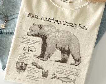 Retro Grizzly Bear Shirt, North American Wildlife Vintage 90s Unisex T-shirt, Nature Shirt, National Parks, Camping Tee, Forestcore, Hiking