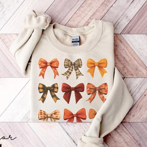 Kokette Bogen Sweatshirt Herbst, Vintage Herbst Sweatshirt, Herbst Kürbis T-Shirt, Herbst T-Shirt, Comfort Colors® Shirt, Thanksgiving Shirt,