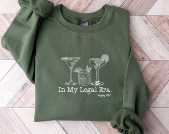 Regalo de cumpleaños número 21 para ella, en mi era legal Sudadera divertida de cumpleaños número 21 para ella, 21 cumpleaños, sudadera del día 21,