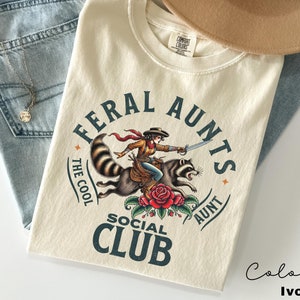 Feral Aunt Social Club, Pregnancy Reveal to Sister Auntie Shirt Cool Aunt, Retro Aunt Shirt, Pregnancy Annoucement, New Aunt, Sister Gift,