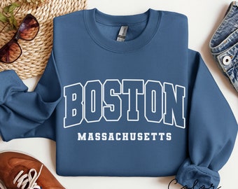 Preppy Boston Sweatshirt, Boston Pullover, Vintage Varsity Ästhetik, trendiges Reiseziel Geschenk, Boston Massachusetts Sweatshirt,