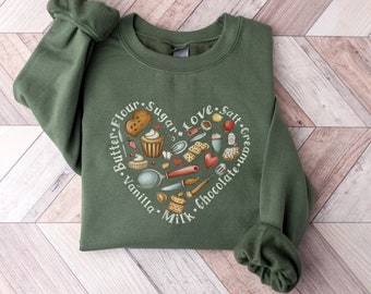 Moletom de cozimento, coração de cozimento, presente de cozimento, camisa de cozimento, presente para amante de cozimento, presente para mãe, presente para amigo, presente para namorada, cozinha