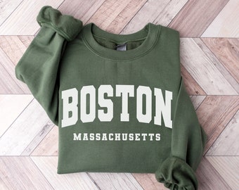 Preppy Boston Sweatshirt, Boston Pullover, Vintage Varsity Ästhetik, trendiges Reiseziel Geschenk, Boston Massachusetts Sweatshirt,