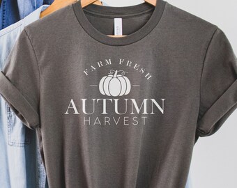 Herfstoogst herfst damesshirt, Thanksgiving-trui, herfstpompoen, herfst-T-shirt, pompoenpatch, herfst-T-shirt, Halloween-trui vrouwen